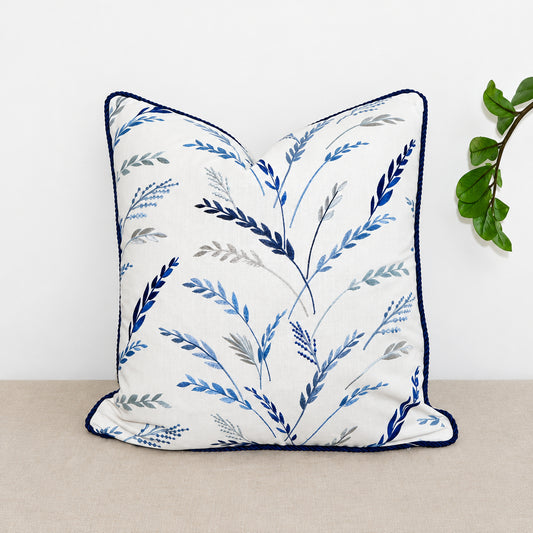 Blue Leaf Embroidery Pillowcase