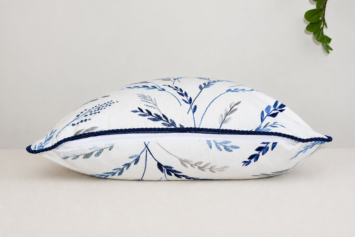 Blue Leaf Embroidery Pillowcase