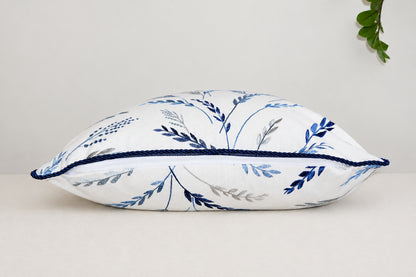Blue Leaf Embroidery Pillowcase