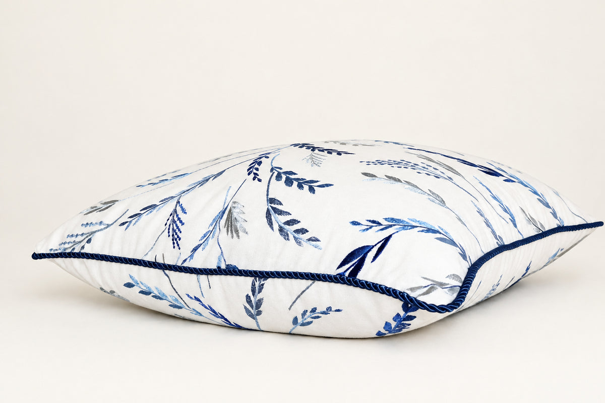 Blue Leaf Embroidery Pillowcase