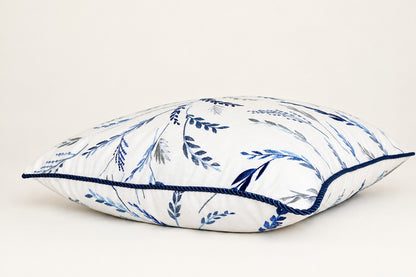 Blue Leaf Embroidery Pillowcase