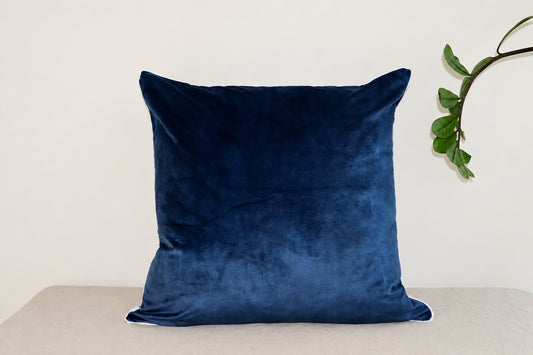 Velvet Dark Blue with White Trim Pillowcase