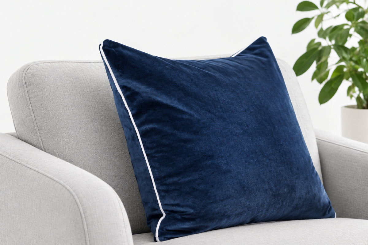 Velvet Light Blue with White Trim Pillowcase