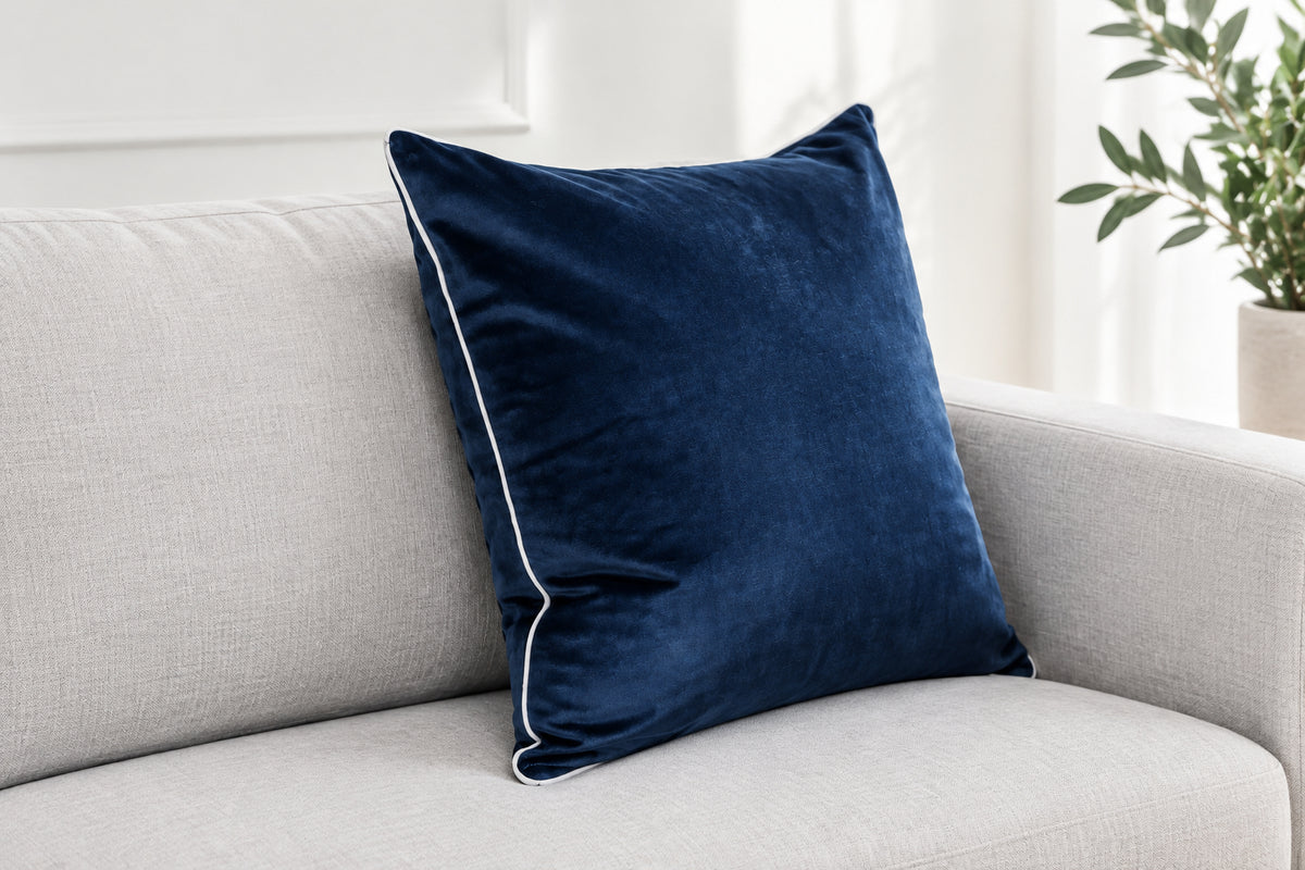 Velvet Light Blue with White Trim Pillowcase
