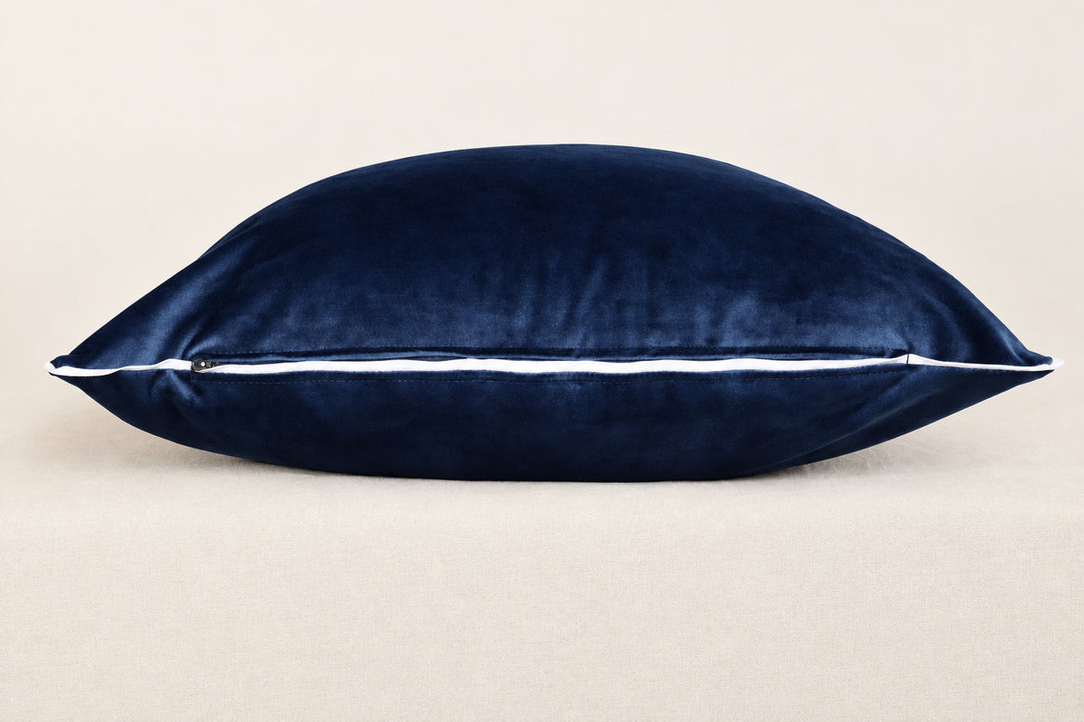 Velvet Light Blue with White Trim Pillowcase