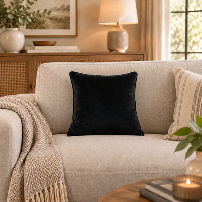 Black Velvet Pillowcase with Trimming