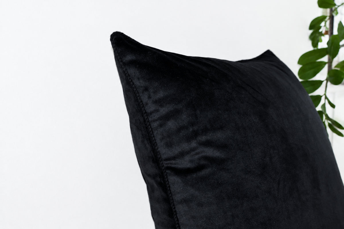 Black Velvet Pillowcase with Trimming