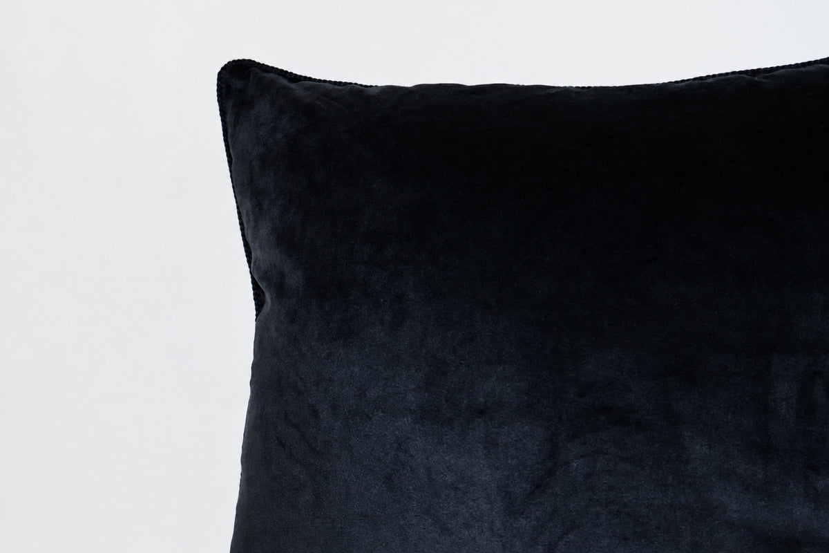Black Velvet Pillowcase with Trimming